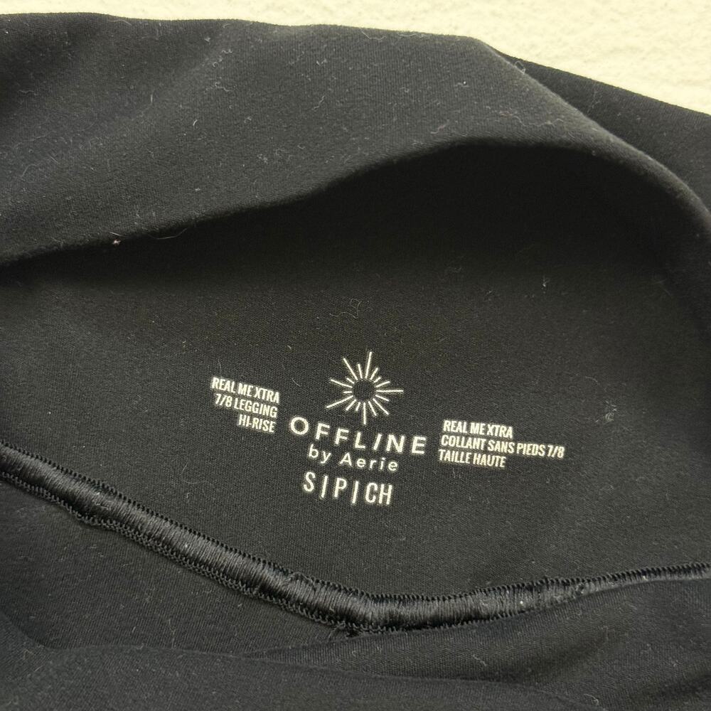 Offline By Aerie Real Me Extra 7/8 Crossover Leggings Black, Size Small - Picture 4 of 5